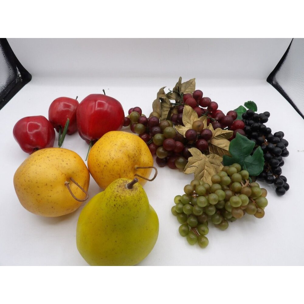 Artificial Fruit Apples Pears Grapes Plastic Rubber 8 Pieces Unbranded